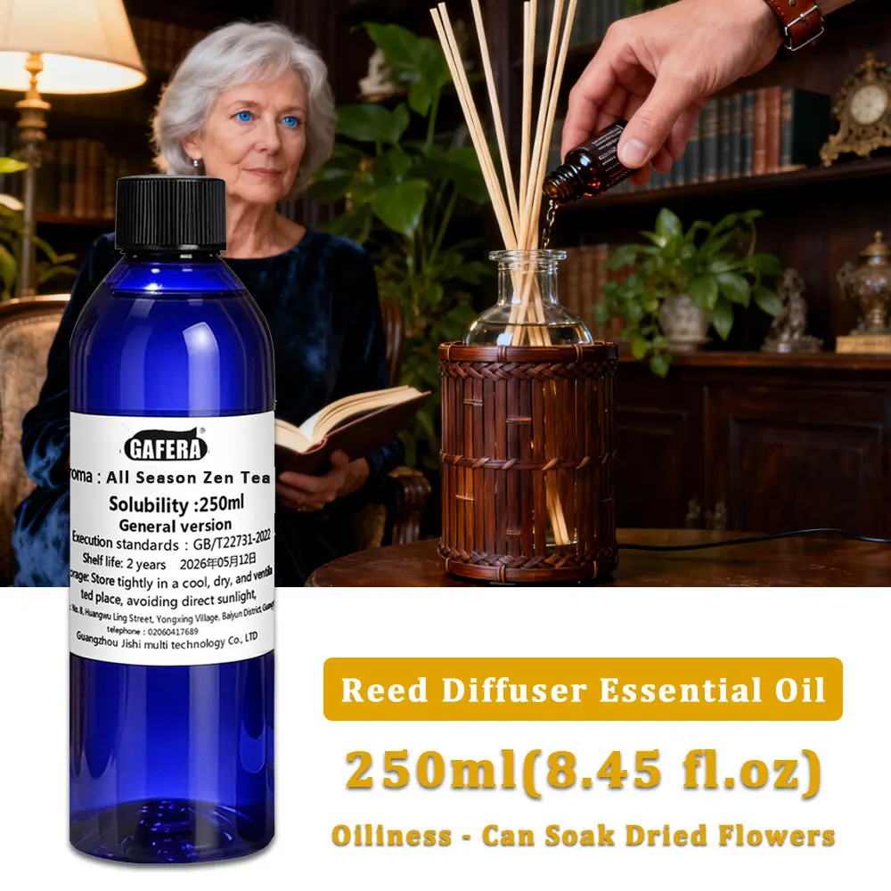 GAFERA 250ml (8.45 fl.oz) All Season Zen Tea Aromatherapy Essential Oils, Aroma Reed Diffuser, Reed Diffuser Replenishes Essence