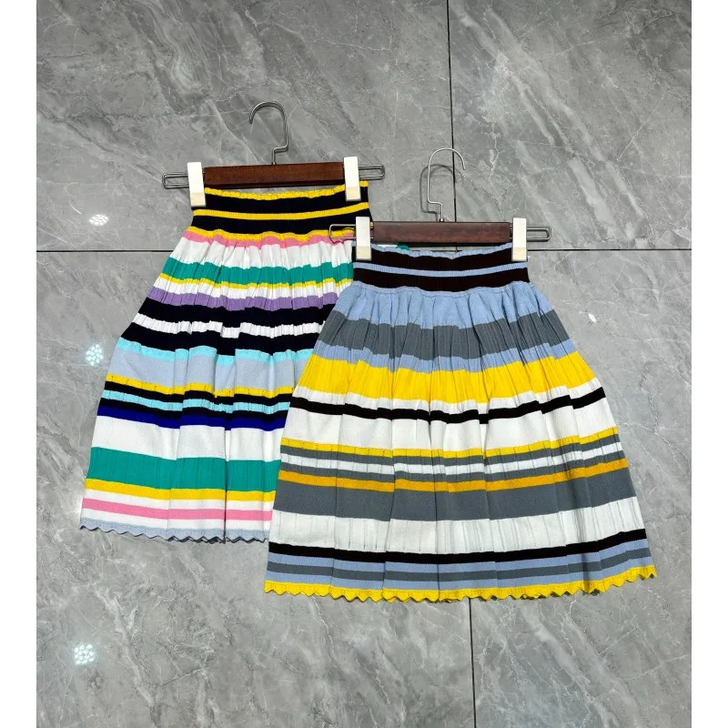 Stripe Color Block Printed Short Skirt for Women 2026 Summer New Cute Sexy Style Short Skirt Young Fashion Jupe Women Clothing