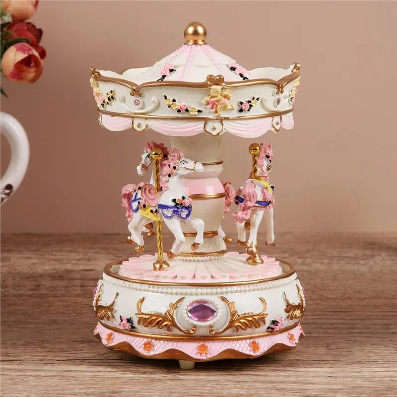 ABXE-Carousel Music Box For Little Girl Princess Birthday Gift Music Box For Classmate Girl Heart