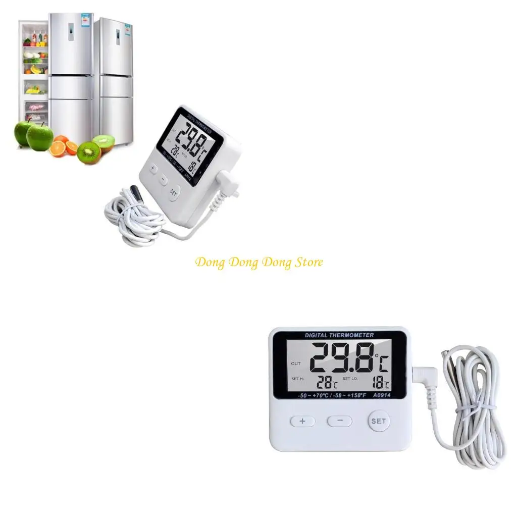 

Digital Display Thermometer Refrigerator Aquarium Temperature Meter Alarm