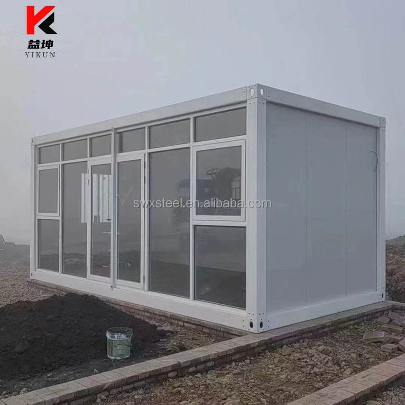 Square Folding Ready Made 20ft Container House Portable Foldable Prefab Modular Farmhouse Design for Office Building & Apartment