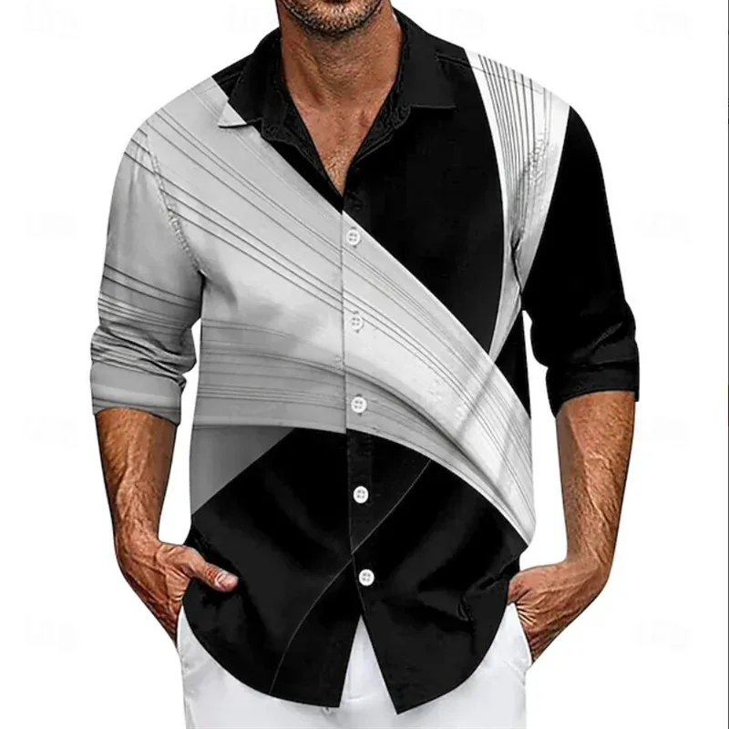 Camicia da uomo Camicia con bottoni a maniche lunghe moda casual con stampa floreale 3D Camicia con patta autunno primavera estate vacanza