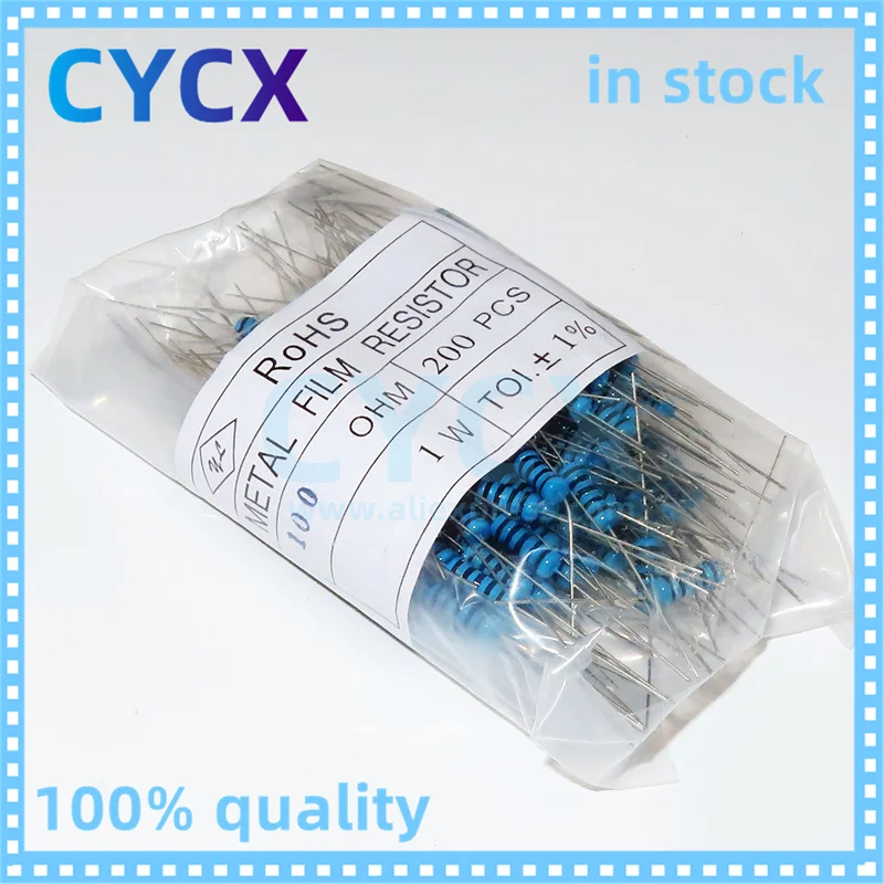 A package of 200 metal film five-color ring precision resistors 1W 100R 1% new spot, large volume price image 2