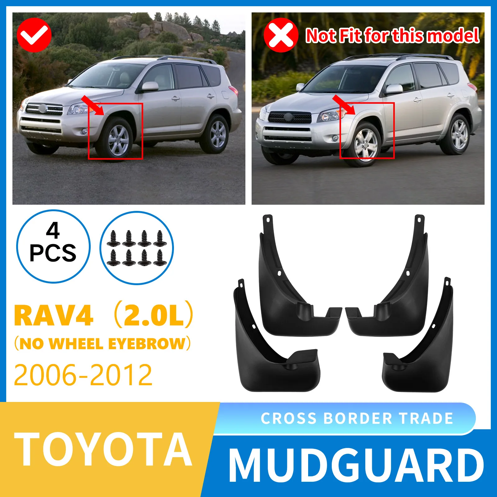 

Mudguard For Toyota RAV4 2.0L 2006-2012 car mudguard without wheel arches,Mudflaps Front Rear Flares Splash Guards Cover