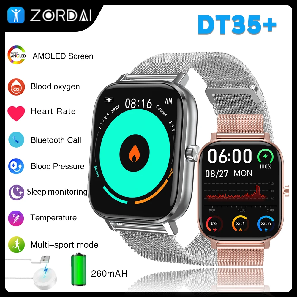 

Zordai DT35 + мужские Смарт-часы 2024 для Xiaomi Watch 3 IP68 Водонепроницаемые Bluetooth звонки пульсометр GPS-Трекер Смарт-часы для мужчин