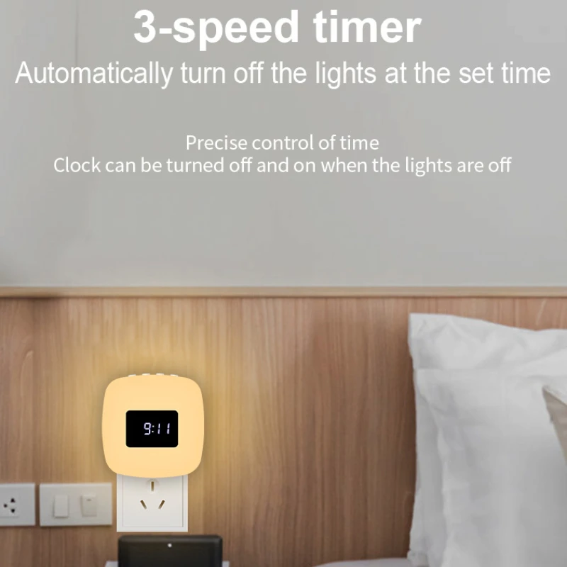 Светодиодная подсветка с будильником, холодная подсветка/тёплая лампа с дистанционным управлением, настенная лампа для спальни, коридора, беспроводное освещение, детский подарок