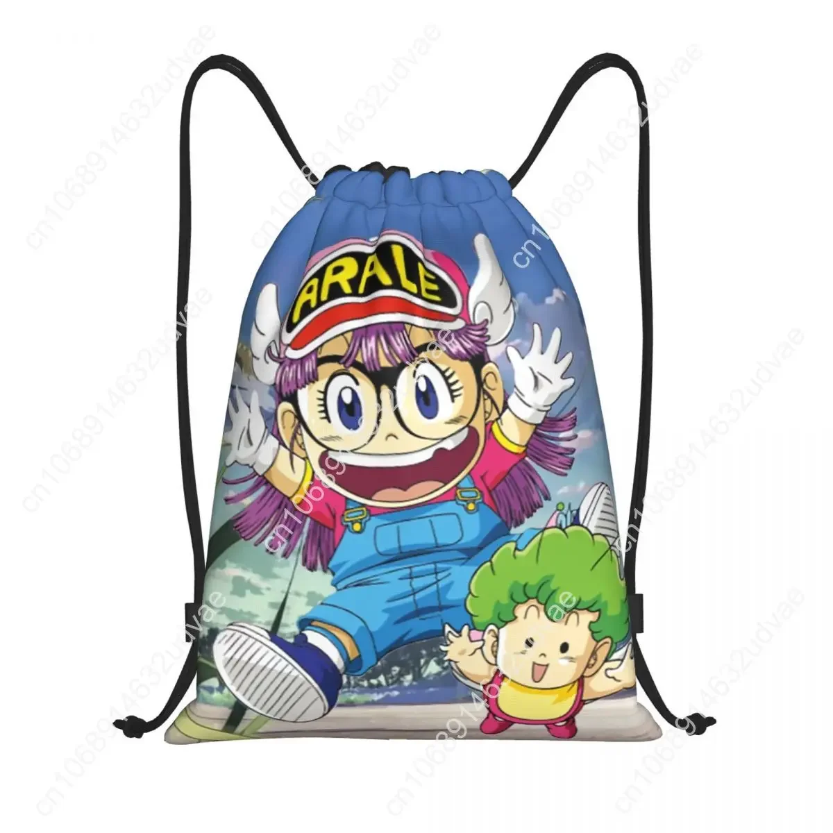 Arale Norimaki and Gatchan Personalized Portable Sports Backpack for Men and Women Wstring Proximity Bags Sports Bag