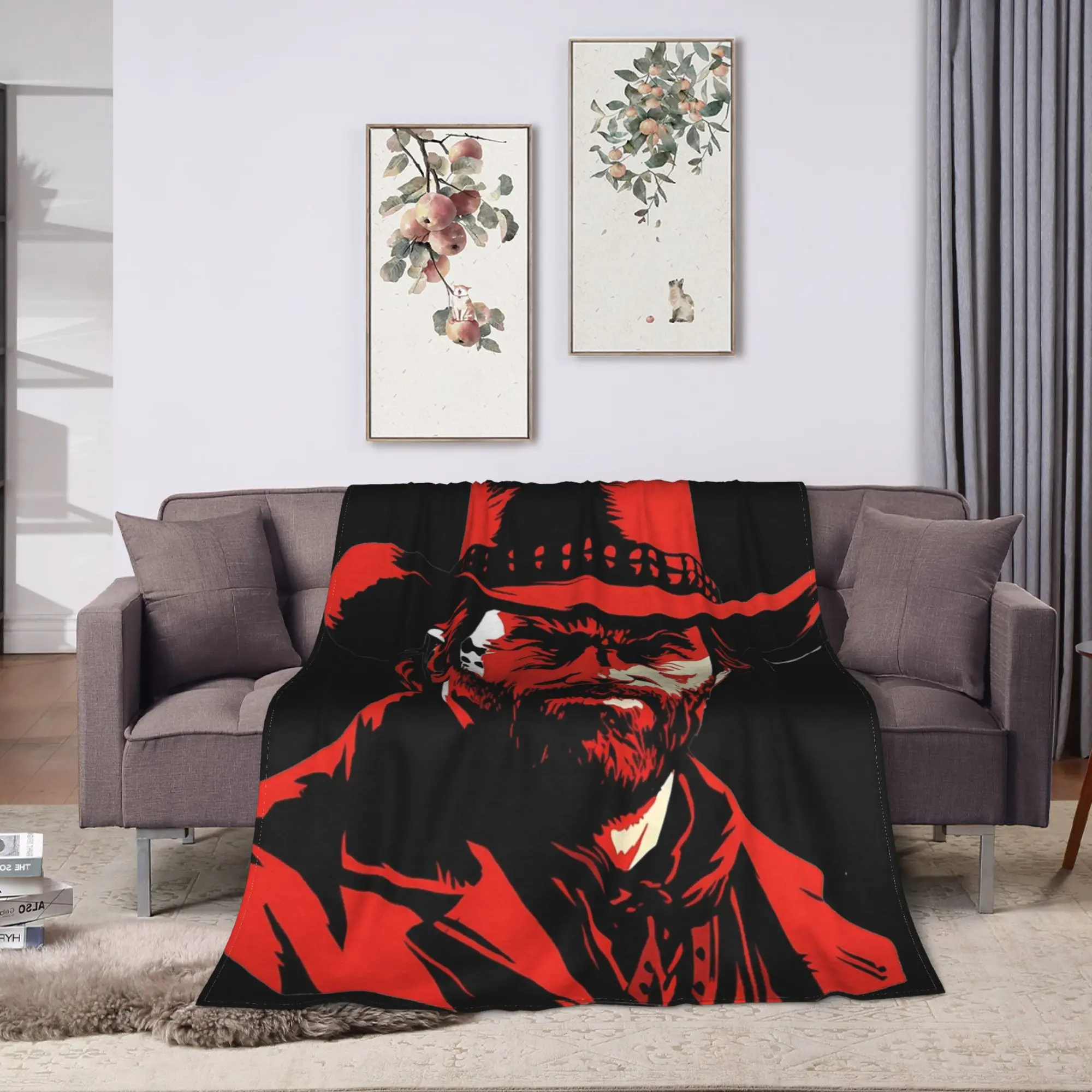 Game RDR2 Arthur Morgan Revolver Keyring Red Dead Redemptioned Plush Blanket Kids Adult  Flannel Throw Blanket For Home Decor