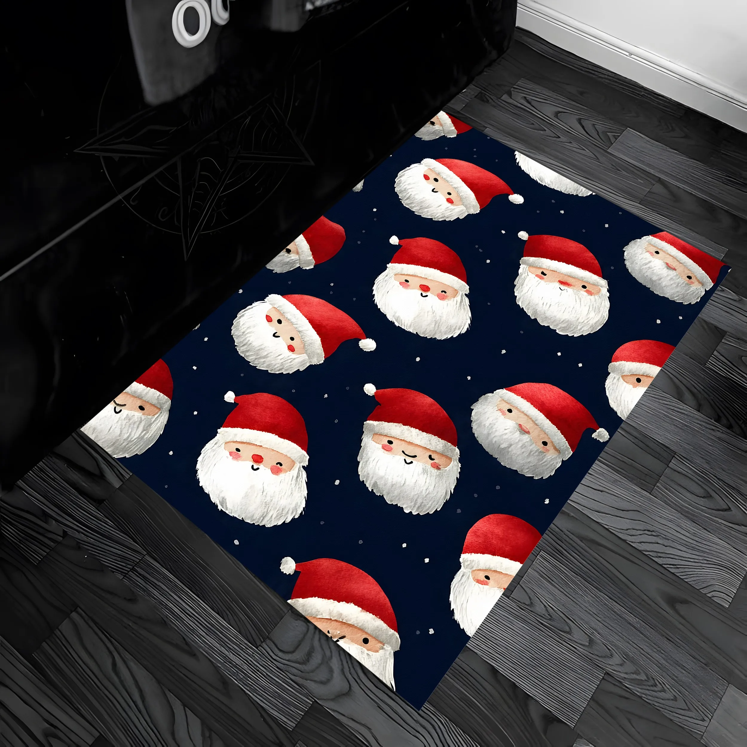 Cute Velvet Santa Claus 2D Rug, Perfect for Living Room and Bedroom, Adding a Festive Touch to Your Autumn and Winter Spaces.