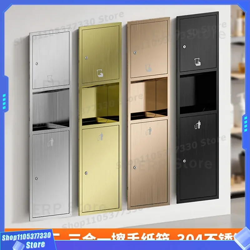 304 Stainless Steel Wall Mounted Hand Dryer with Hidden Trash Bin for Hotel Bathroom Shopping Mall Public Restroom Hygiene