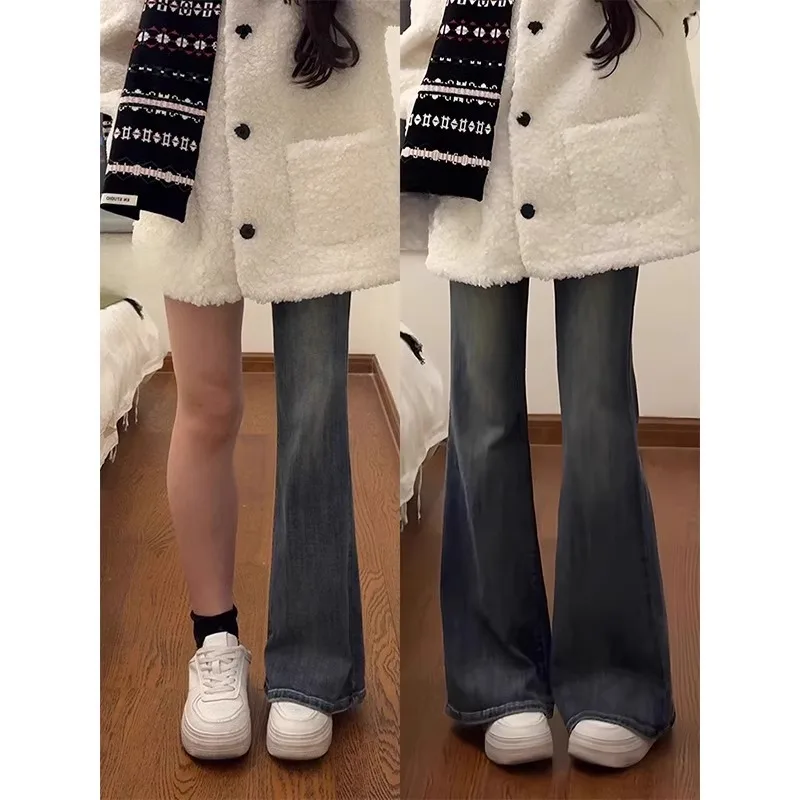 

Весна-лето 20%, женские расклешенные джинсы с высокой талией, облегающие брюки-копыта с эластичной резинкой на талии и бедрами