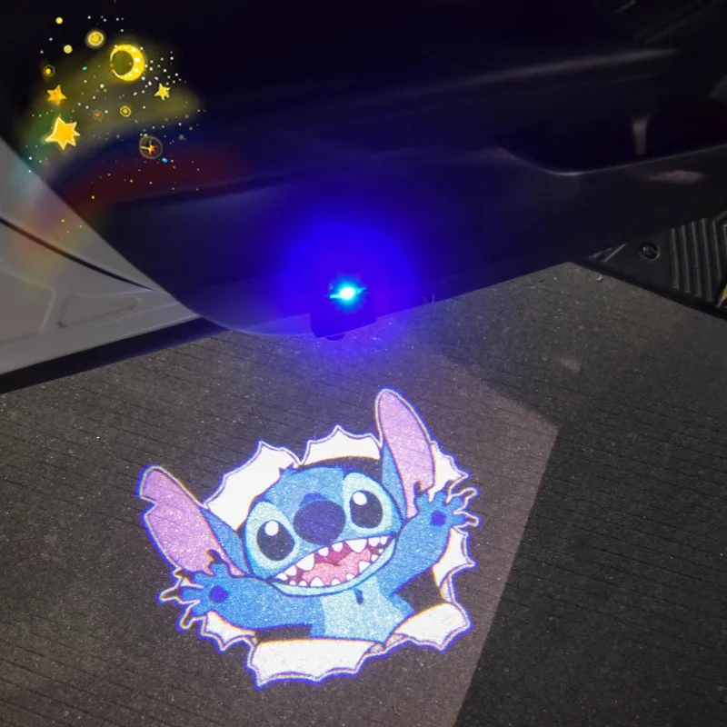 

Disney Car Cartoon Stitch Anime Car Wireless Welcome Light Atmosphere Sensing Projection Door Light Accessories Gift