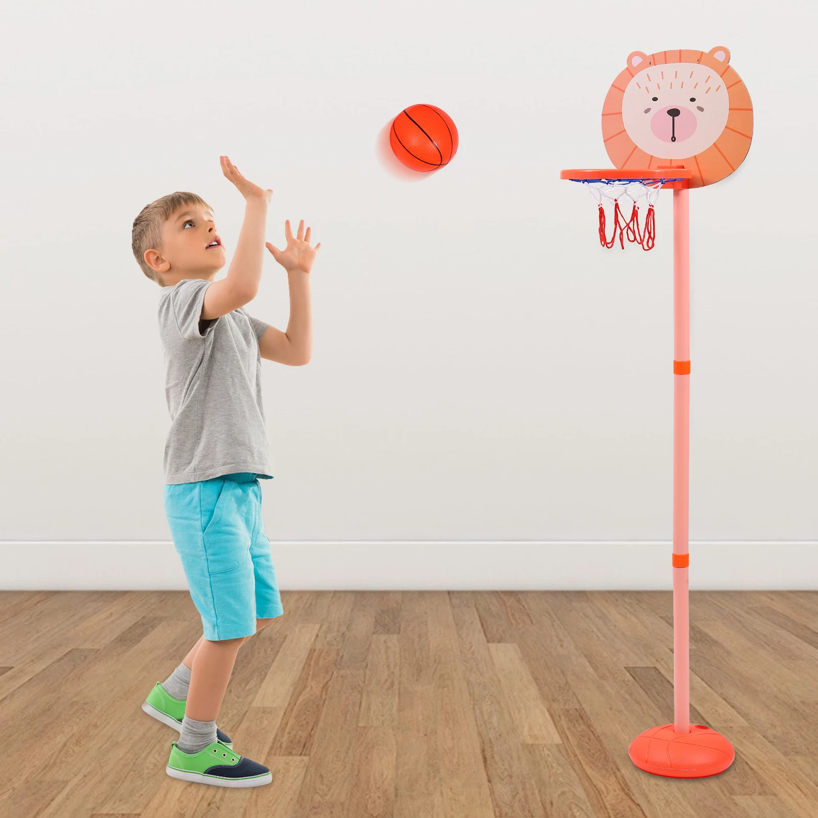 1 Set Set da gioco di basket per bambini Canestro da basket per bambini da interno regolabile Materiale in plastica leggera Pp Facile da montare