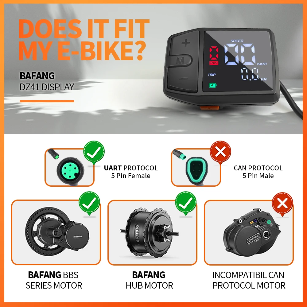 BAFANG DZ41 kolorowy wyświetlacz Ebike inteligentny ekran LCD wodoodporny rower elektryczny kompilowany do BBS02B BBS01B BBSHD silnik środkowy