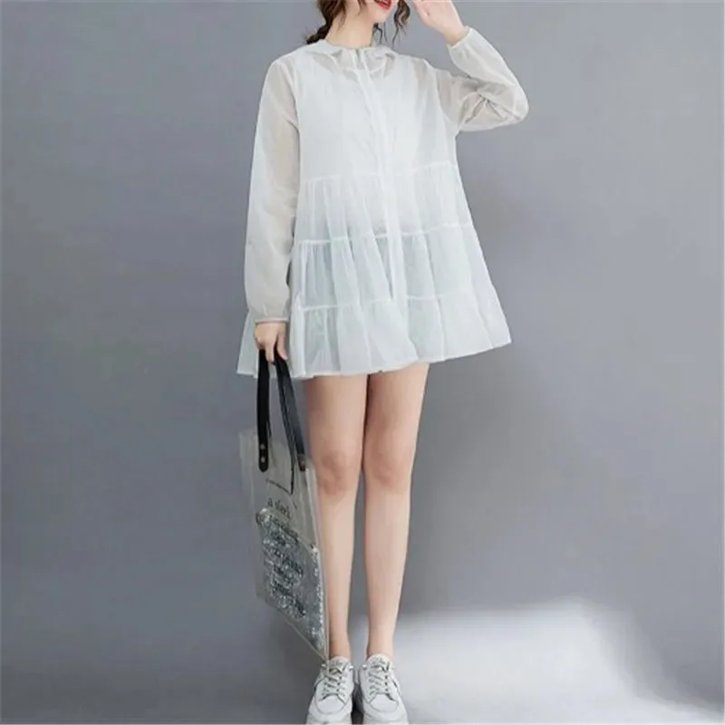 Damska kurtka przeciwsłoneczna z kapturem, wiatrówka, nowa kolekcja lato 2026, ochrona przed promieniowaniem UV, oddychająca, cienka.