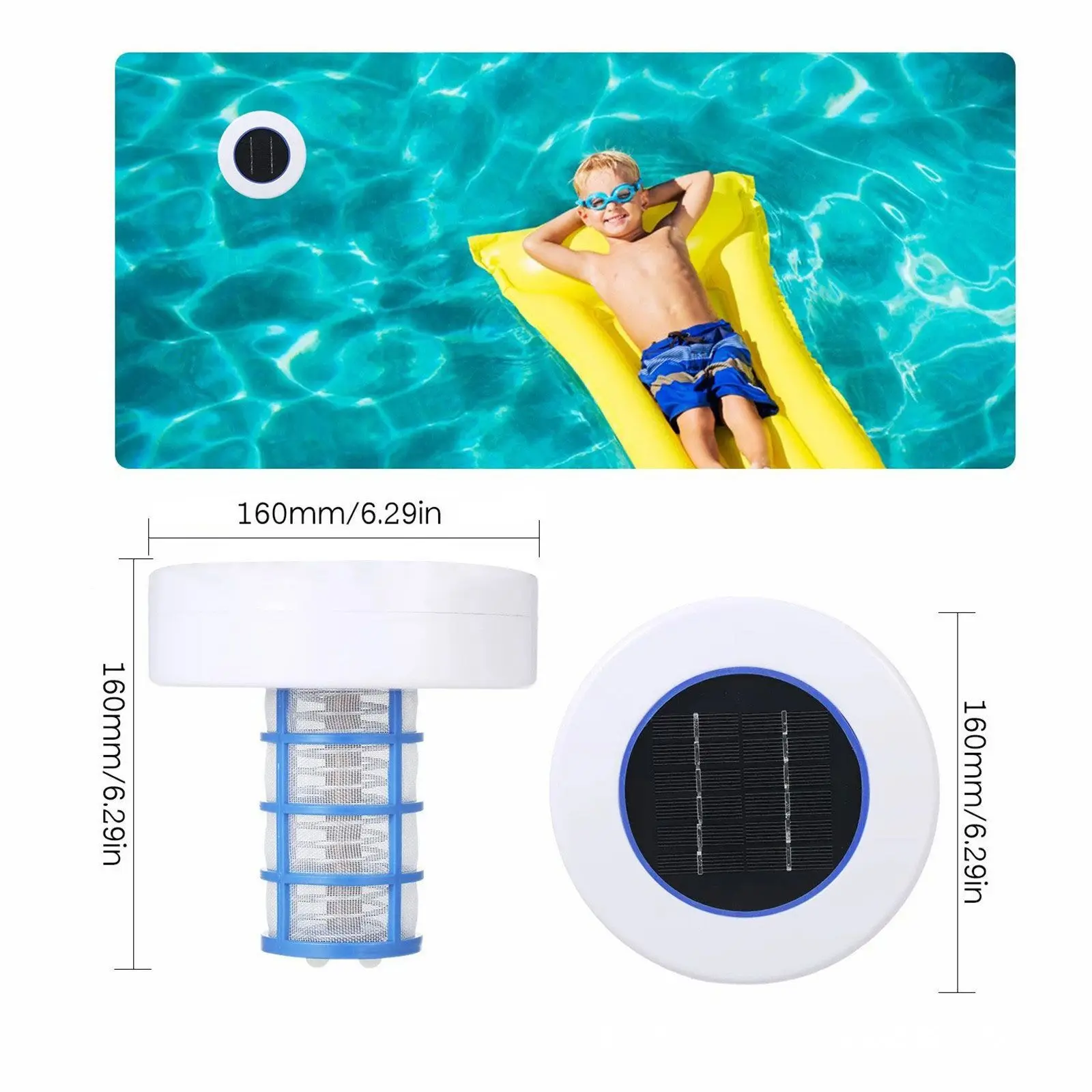 Solar copper ion swimming pool purifier, antivirus and disinfection tool, low consumable pool surroundings for sterilization