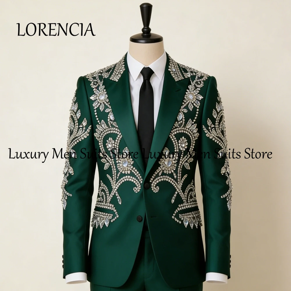 

Роскошные ювелирные комплекты для мужчин: 2 предмета, сверкающие смокинги с бриллиантами для жениха, свадебные, на заказ, 2025, пиджак и брюки, комплект для мужчин