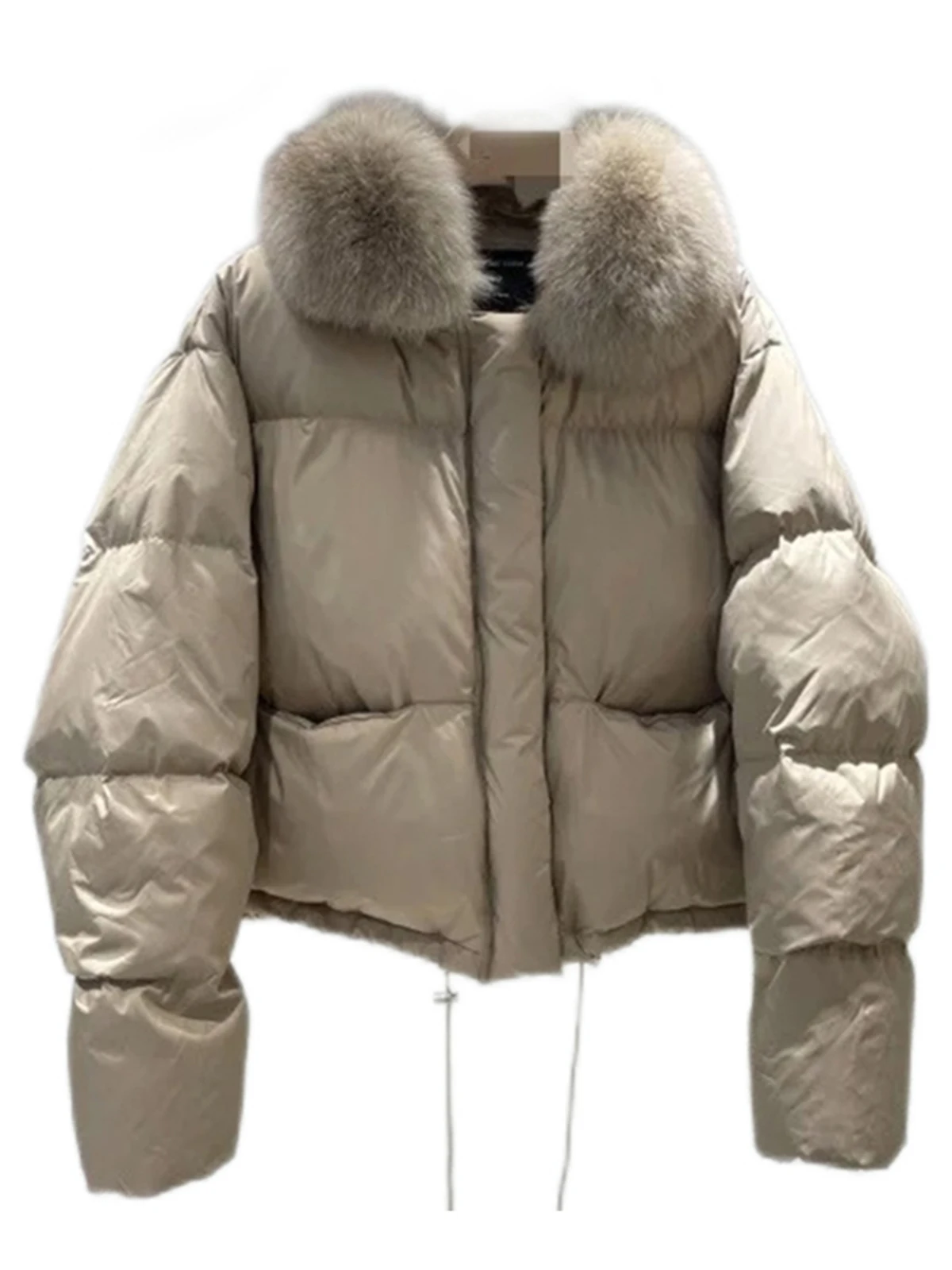 Winter Ort Down Jaet Damen 90er Weißer Du-Down-Echtpelzkragen, verdickte warme, lässige, lockere Oberbekleidung