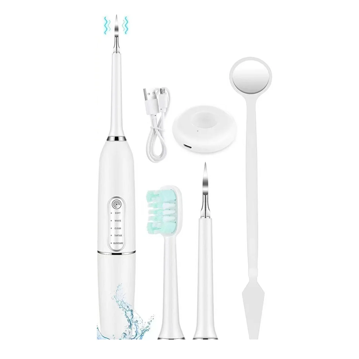 

Electric Toothbrush 5 Gear Modes Wireless Plaque Dental Organic Teeth Whitening Kit Calculus Scaler Dental Mirror-T33C