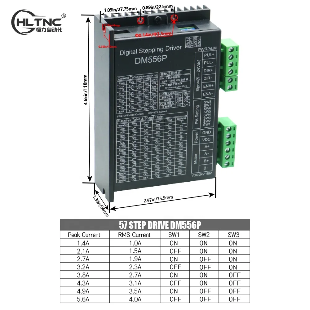 HLTNC Cheap Price Factory Direct Sale Stepper Motor Driver  Nema 23 57 Motor Drive Two-phase DM542 DM556P DM556 for Cnc Router