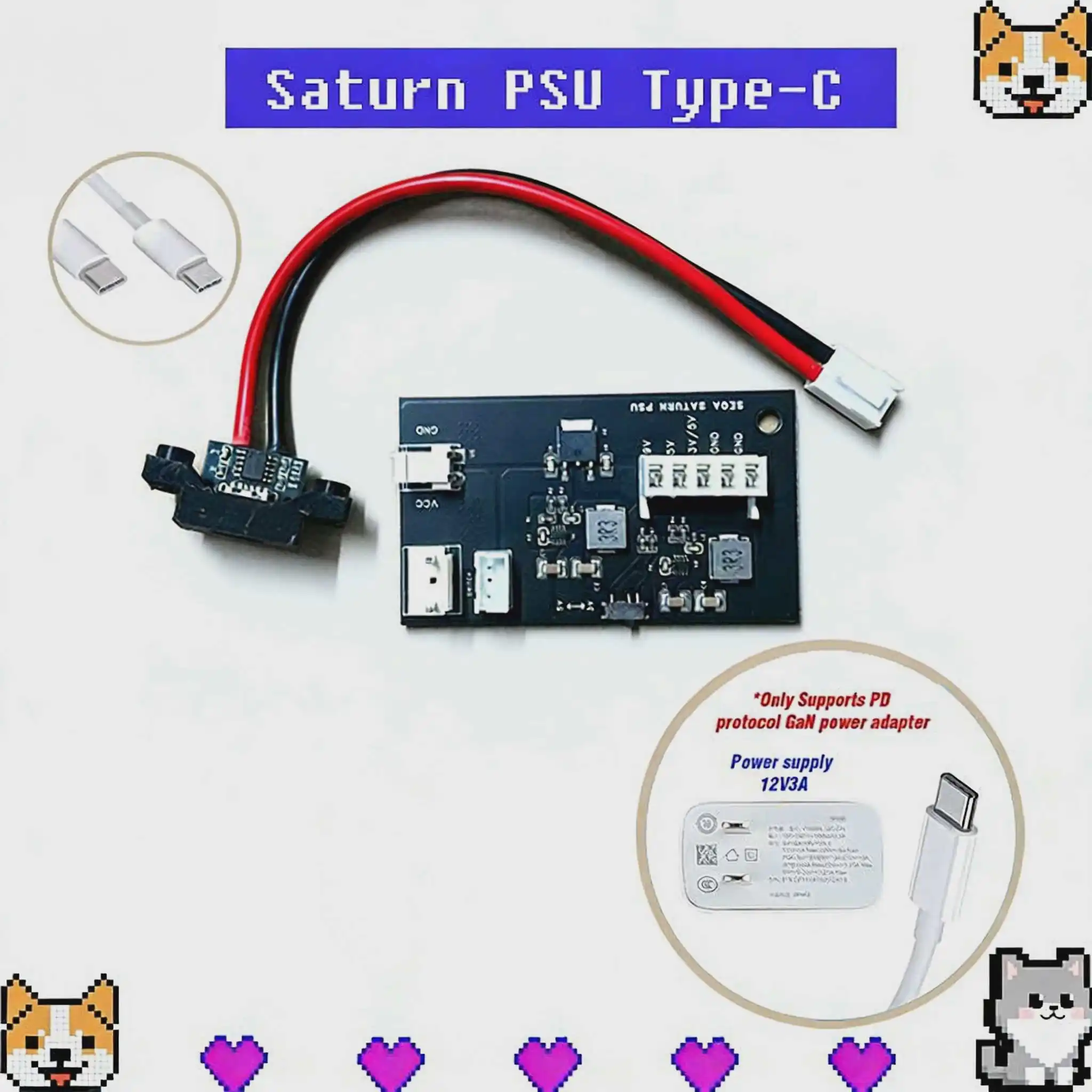 Nueva placa de alimentación Saturn PSU tipo C de 12V Compatible con la consola SEGA Saturn reemplaza todas las fuentes de alimentación Saturn PSU