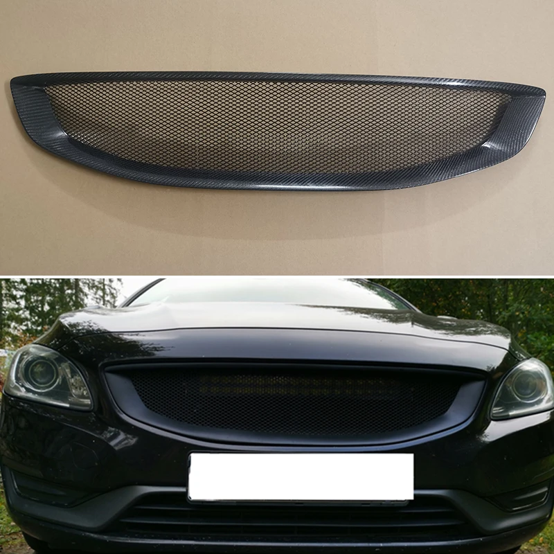 For Volvo S60 V60 Sedan 4Door Wagon 2014 2015 2016 2017 2018 Year Racing Grille Grill Body Kit Accessories FRP Matte Black