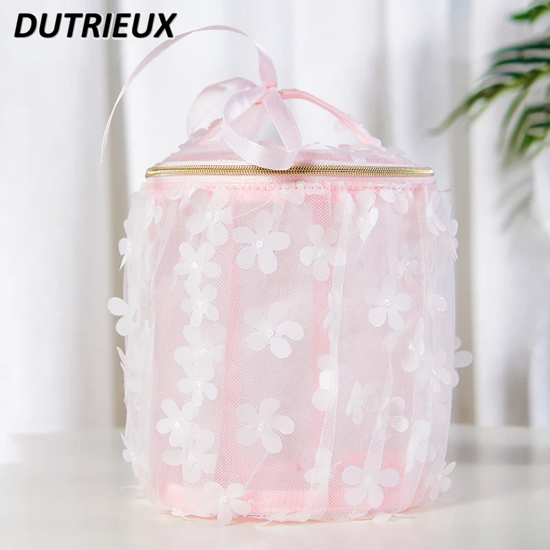 

Japanese Style Waterproof Storage Cosmetic Bag Transparent Portable Large Capacity 2025 New Pink Girl Heart Wash Storage Bags