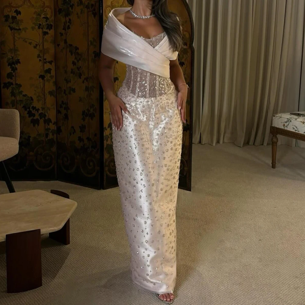 Sukienki wieczorowe na zamówienie, proste, do ziemi, z odkrytymi ramionami, bez rękawów, suknie balowe, prosta moda, kryształowe plisy, sukienki na przyjęcie.