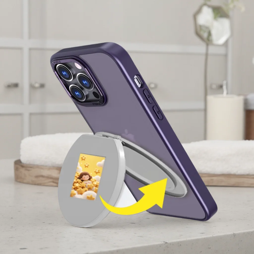 

Mobile Phone Holder NFC Digital Phone Bracket DIY Screen Four Color Display Mobile Phone Stand Durable Phone Stand 360° Rotation