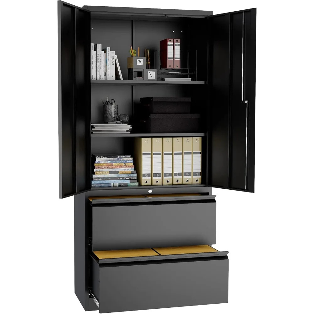 

Metal Cabinets with Lockable Drawers and Doors Lateral File Cabinets Steel Filing Lockers Book Case for Home Office Hanging File