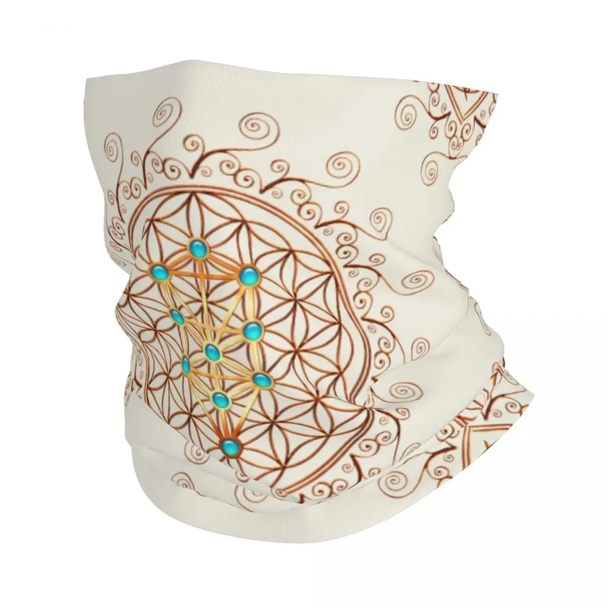 Flower Of Life Bandana Neck Warmer Men Women Winter Hiking Ski Scarf Gaiter Sephiroth Sacred Geometry Mandala Face Cover