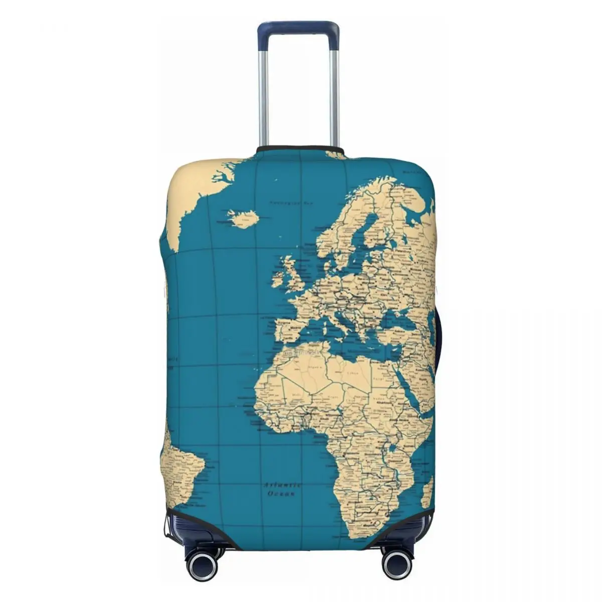 World Map Suitcase Cover Cities Roads Lakes and Rivers Holiday Business Useful Luggage Case Protector