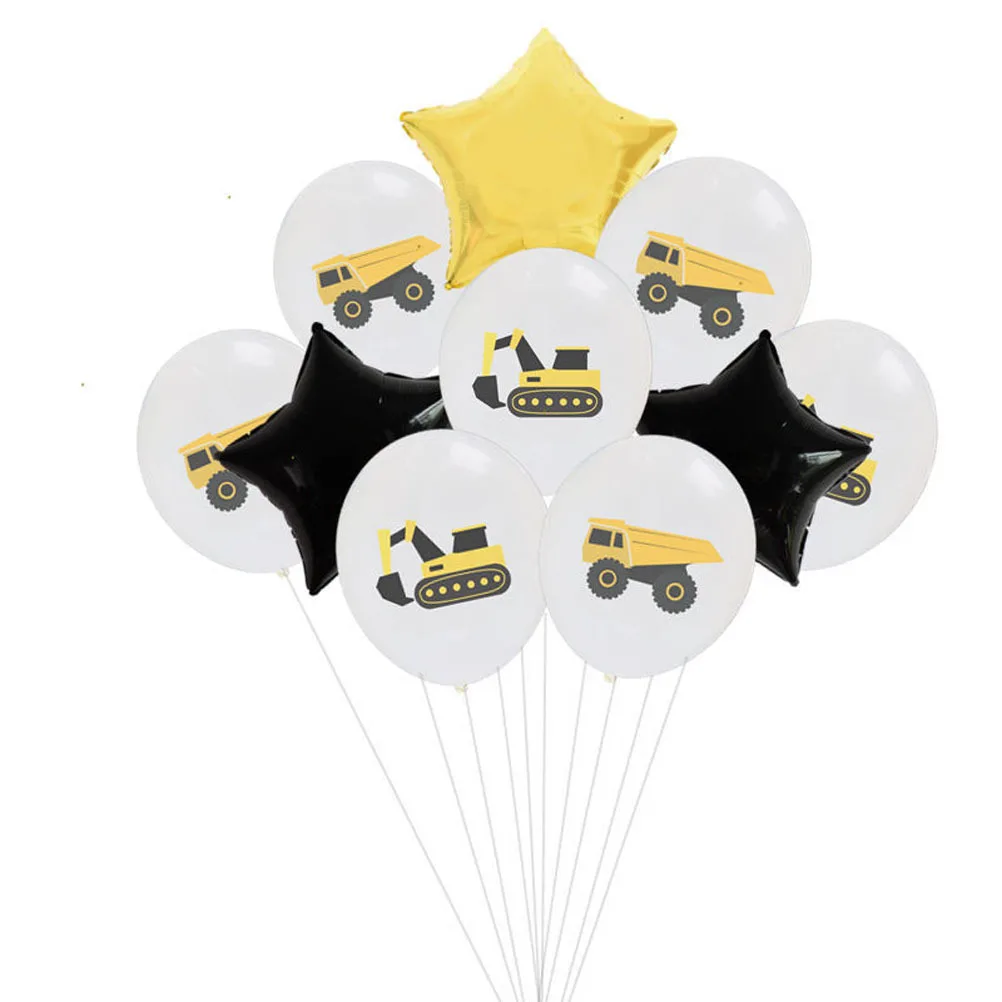 

25 Pcs Birthday Party Balloon Set Balloons Kit Shower Happy Favors Excavator Truck Printing