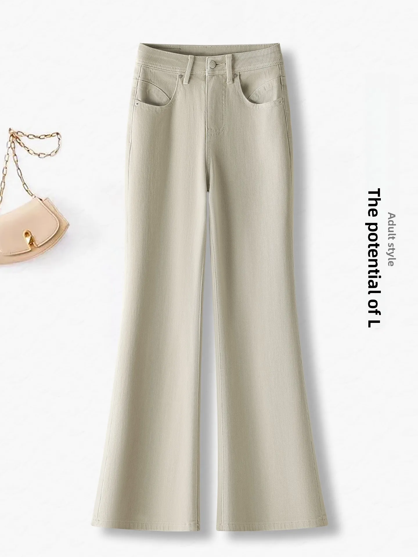 Vaqueros de cintura alta acampanados para mujer, estilo casual, mezcla de algodón elástico, pantalones de mezclilla de tiro alto, moda primavera