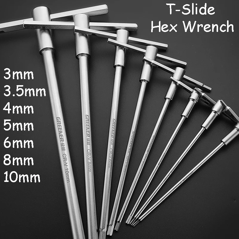 

1pcs T-Slide Rod Hexagonal Wrench 3/3.5/4/5/6/8/10mm Hexagonal Extension Chrome Vanadium Steel Repair Tools