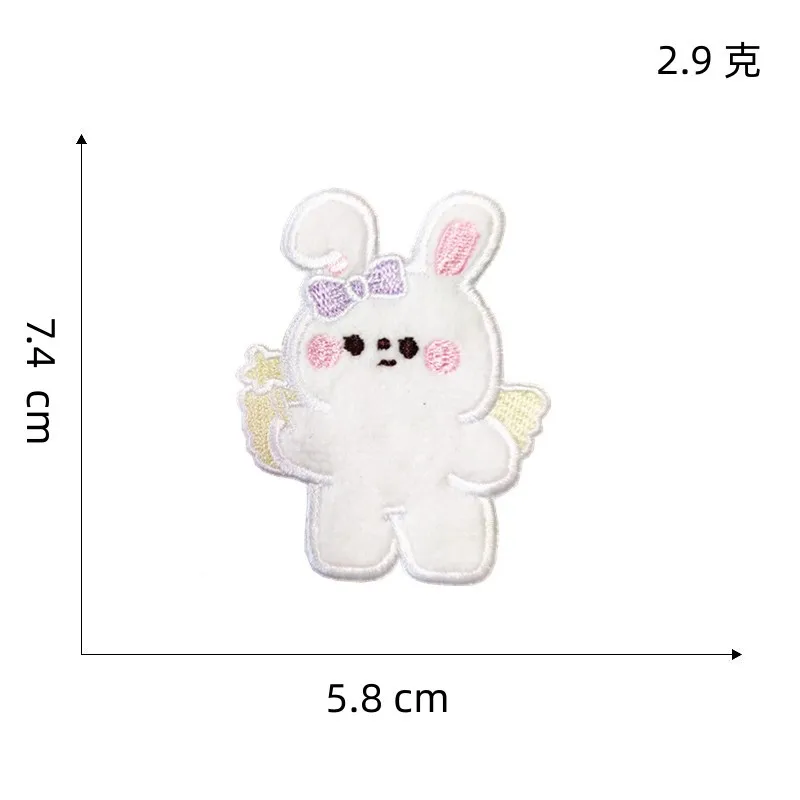 Plush Cute Rabbit Self-adhesive Embroidered Patches On Clothes Cartoon Animals Patches For Clothing Stickers Sewing Applique DIY