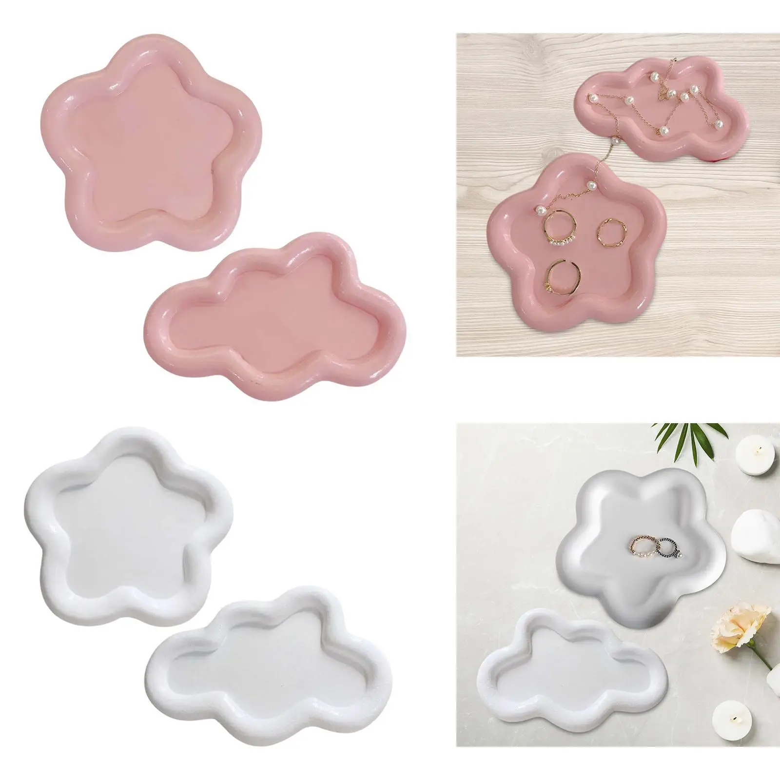 2x Jewelry Display Trays Vanity Trays Countertop Home Blank Tray Trinket Organizers for Candles Store Dresser Keys Bracelets