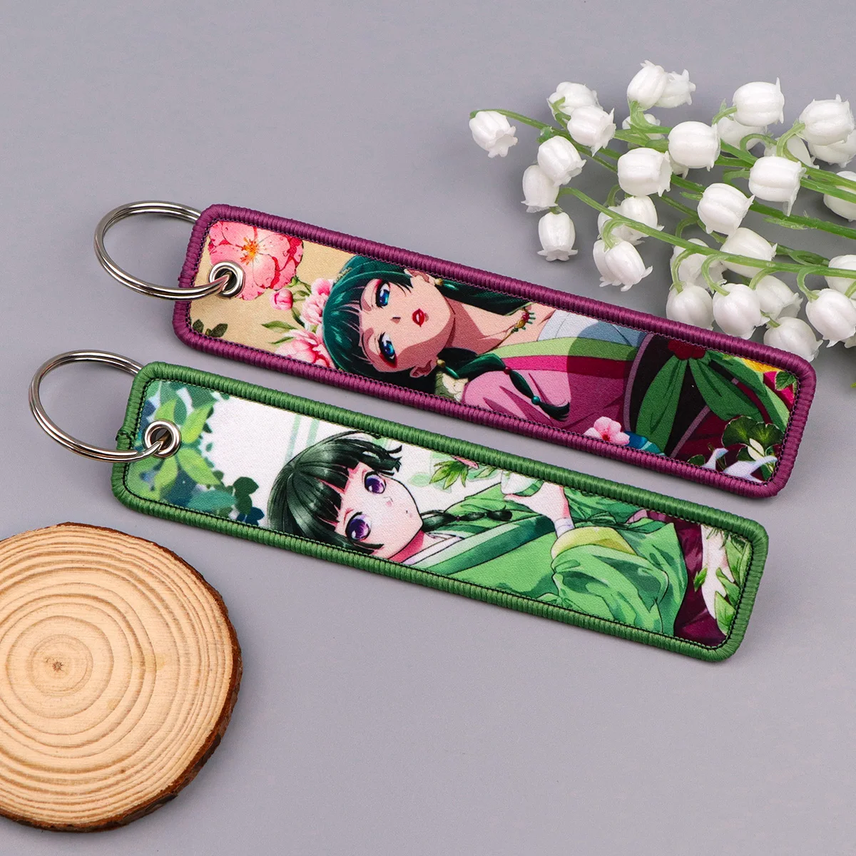 1個 ヴィンテージオリエンタルアニメガールポートレート刺繍キ - Embroidery Keychain のレビューと価格