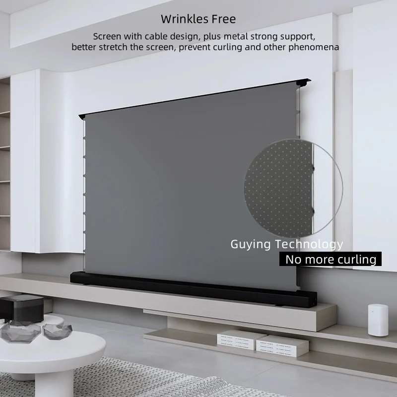 شاشة عرض أرضية مخفية جاهزة بمحرك 8K/3D مع فتحة صغيرة لنقل الصوت الصوتي مادة رمادية للمسرح المنزلي