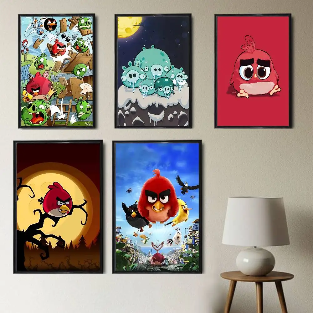 Terenc Red Leonard Angry Birds Poster Trendy Wall Art For Coffee Office Bar Decoration Best Gift Sticker Printed On PP Paper