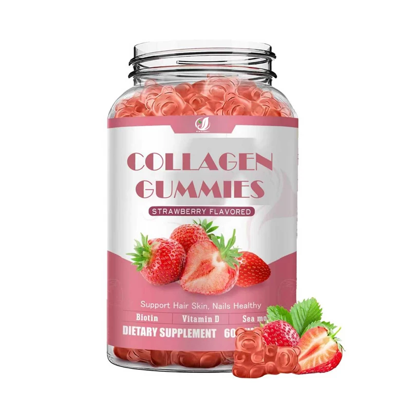 Collagen Gummies Contain Vitamin C, Zinc, Hydrolyzed Collagen Peptide Supplements, Suitable for Hair, Skin, Nails, Non GMO