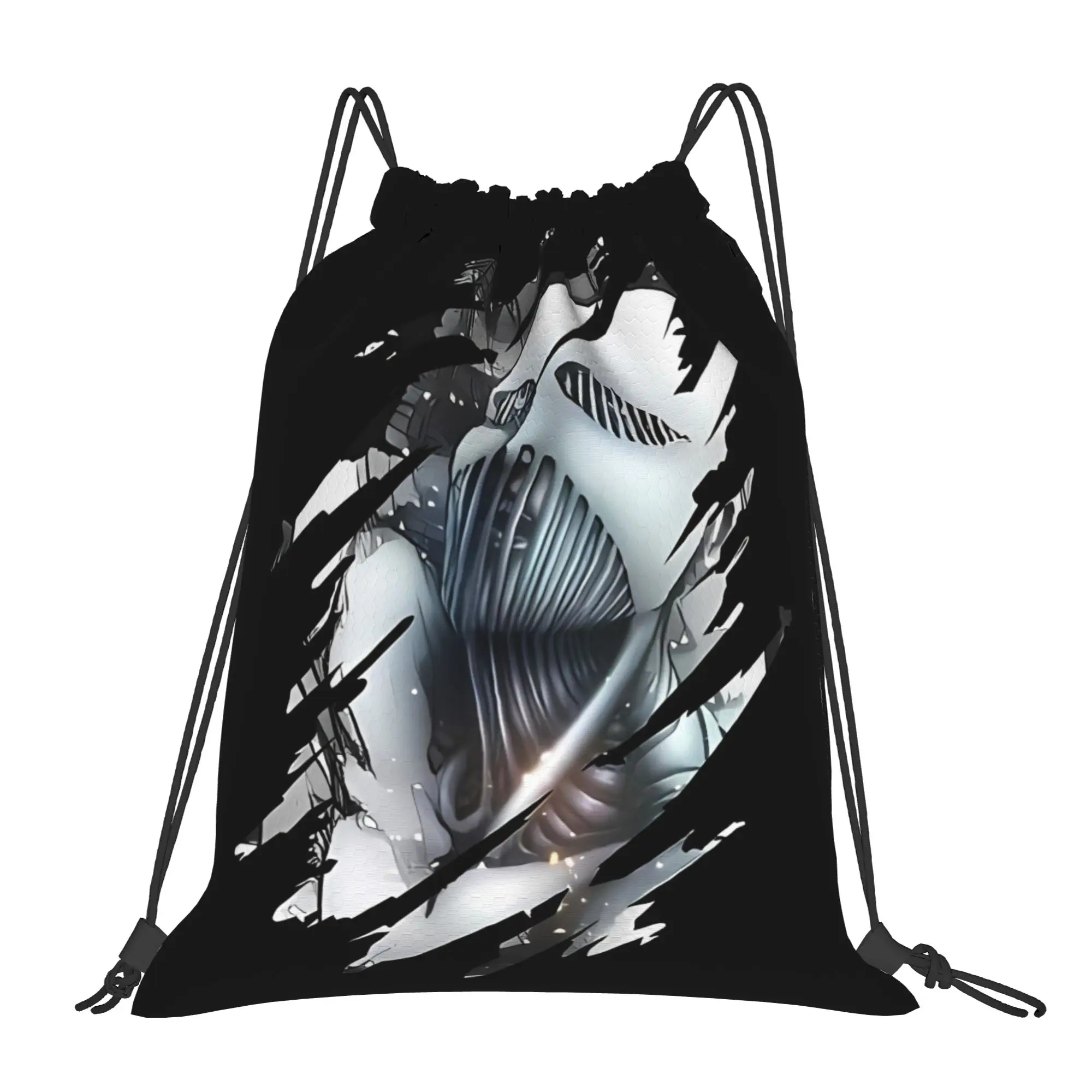 Giant Skeletal Monster Print aAttack-on-Titan Portable Hiking Riding Gym Drawstring Storage Sporty Backpacks