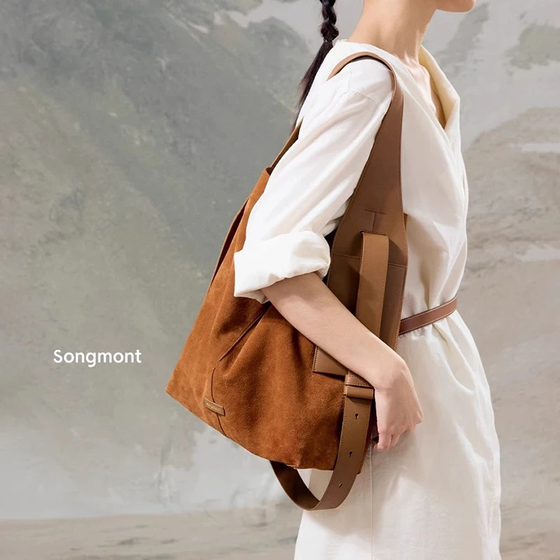 

Songmont Fashionable new suede hanging ear tote bag simple and versatile single shoulder crossbody bag