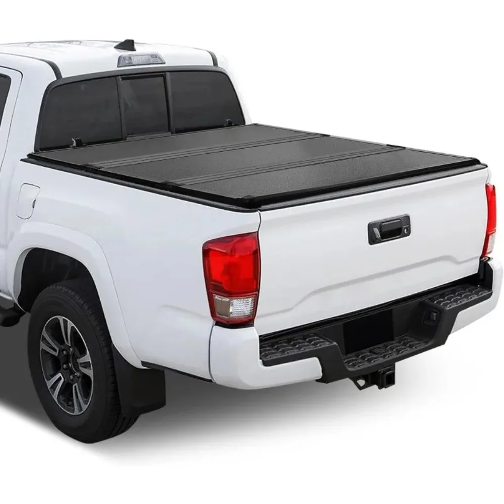 Home. غطاء تونيو لسرير الشاحنة ثلاثي الطي متوافق مع سرير تاكوما 5 أقدام 2016 2017 2018 2019، أسود مطلي بمسحوق صلب FRP