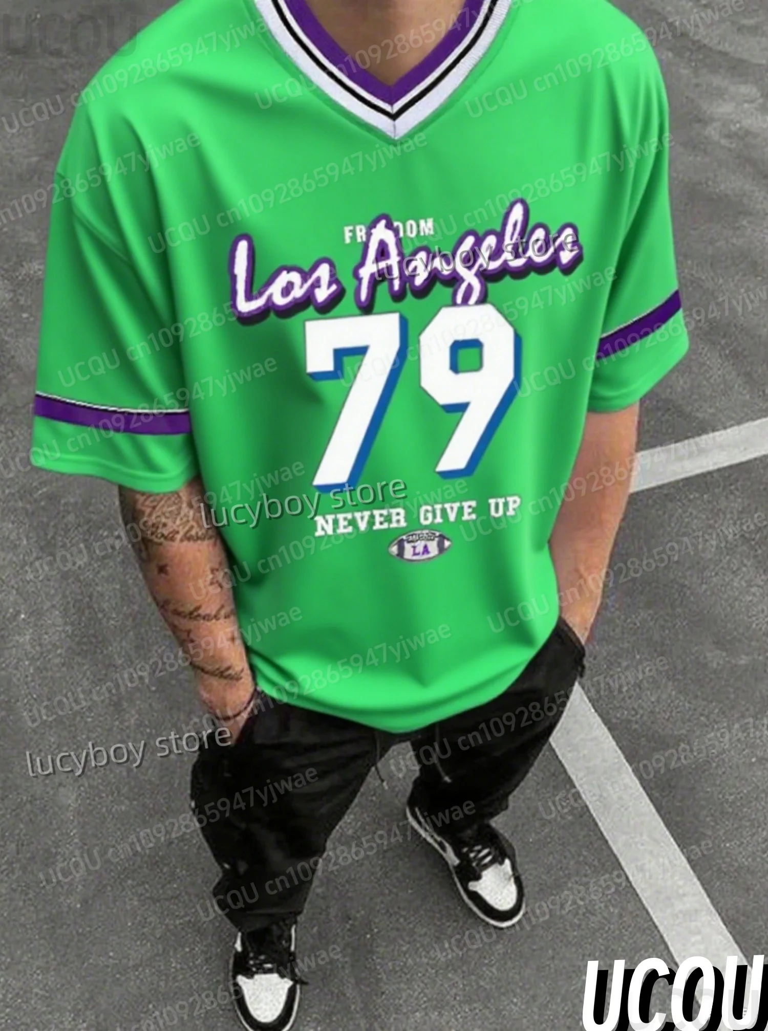 رجل رقم 79 لوس أنجلوس مطبوعة قصيرة الأكمام تي شيرت رجل الخامس الرقبة ملابس رياضية سباق البيسبول المحملة خمر بلايز عادية الرجال الملابس #4