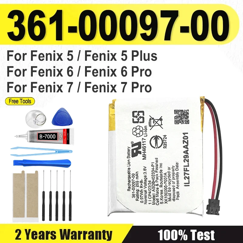 Batería nueva 361-00097-00 para Fenix 5/Fenix 5 Plus para Fenix 6/Fenix 6 Pro para Fenix 7/Fenix 7 Pro + herramientas gratuitas