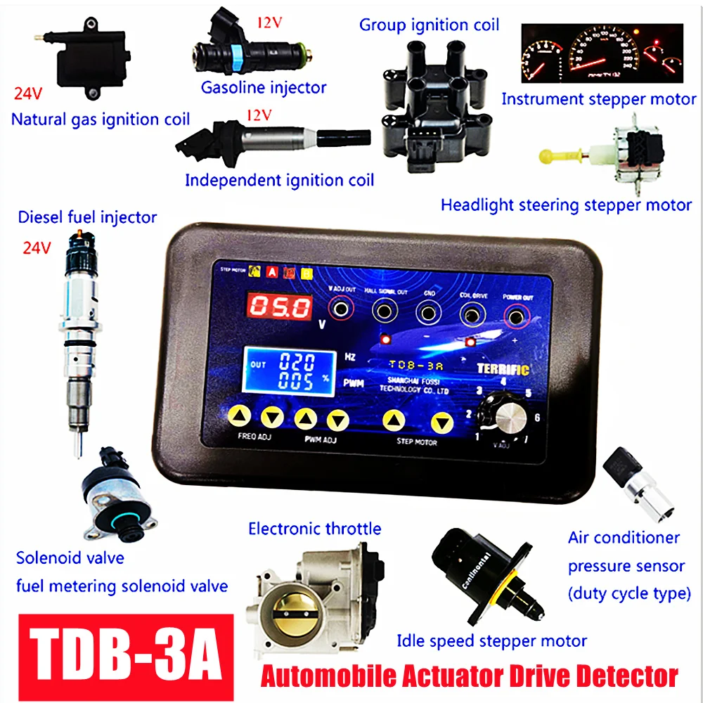 TDB-3A Automobile Ignition Coil Injector Solenoid Valve Detector Idle Stepper Motor Fault Tester Signal Simulator Upgrade QDB-2A