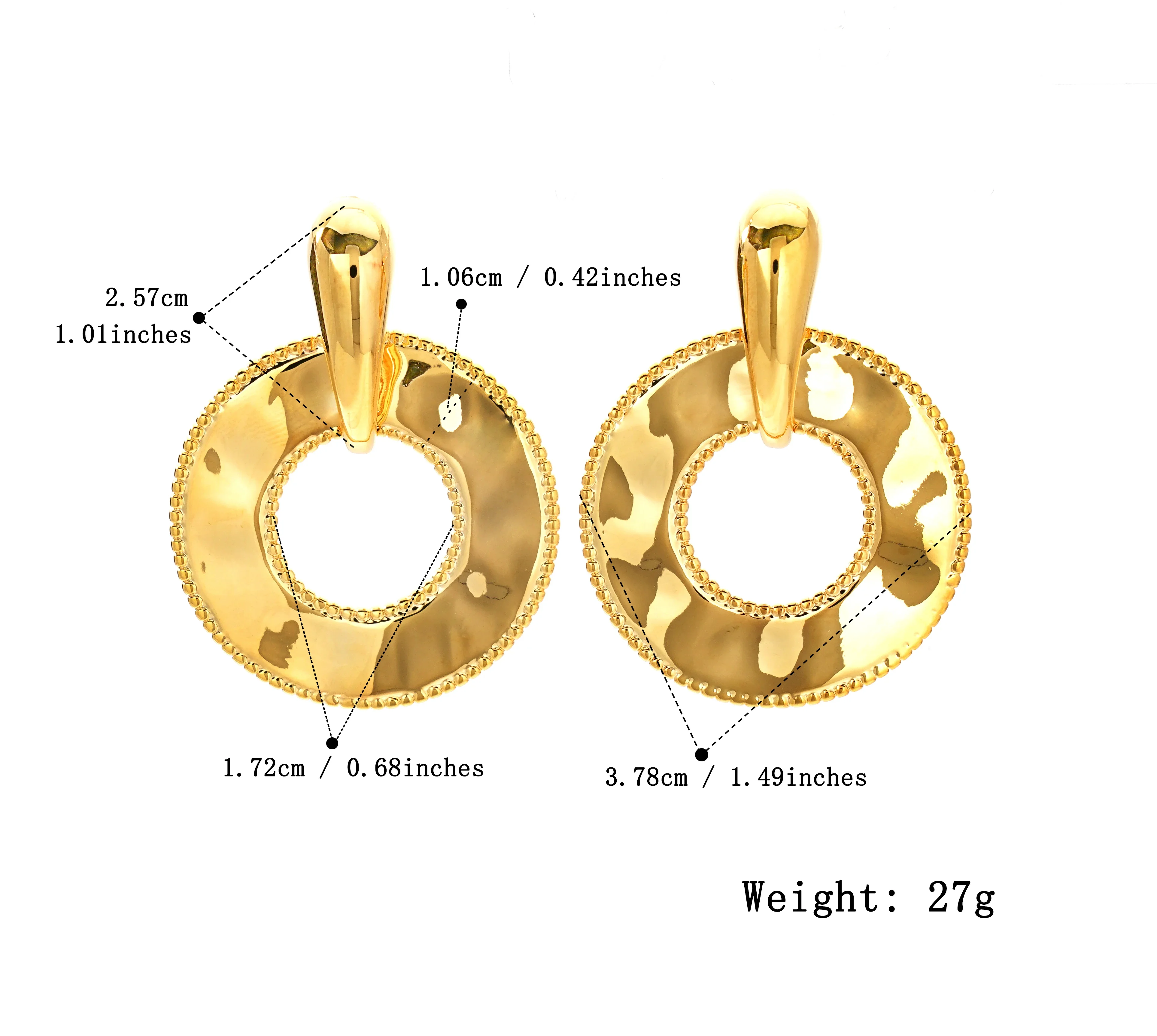 Simple Round Hollow Gold Jewelry Earrings Brass Material 18kpvd Gold-Plated Waterproof Eardrop Accessories 2024 New