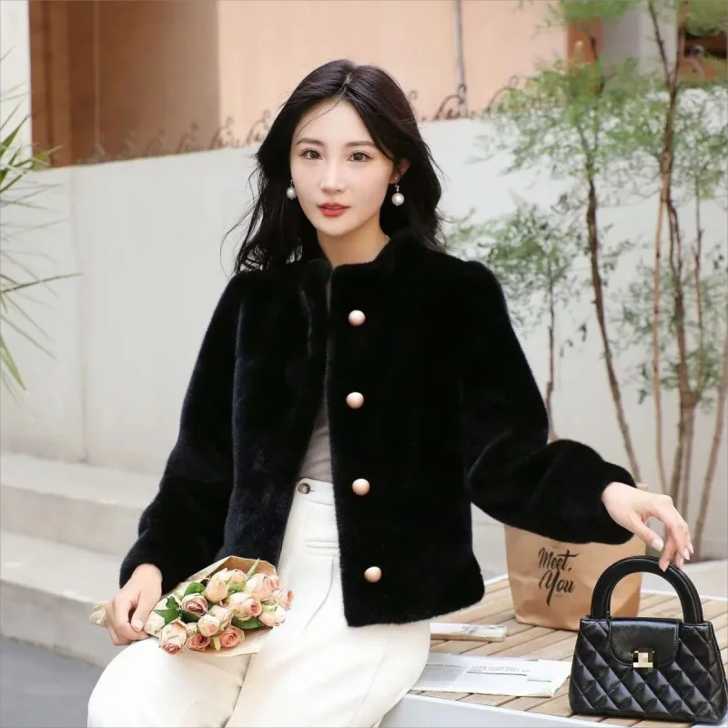 New Winter Coat for Women Faux Fur Jacket Imitation Mink Coat Short Tops Warm Thickening Fashion Jacket Women