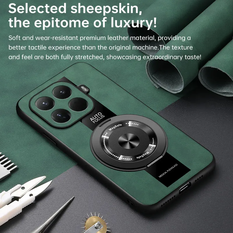 حافظة لهاتف Xiaomi MI 15T Pro جديدة راقية من الجلد العادي 360 حامل دوران مضاد للسقوط غطاء للزوجين لهاتف Xiaomi 15T Pro مقاوم للصدمات Funda #3